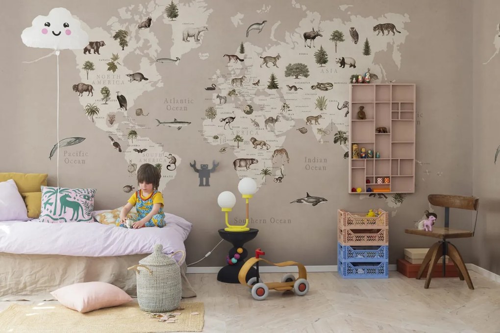 Tapet Animal World, Pastel Pink, Rebel Walls