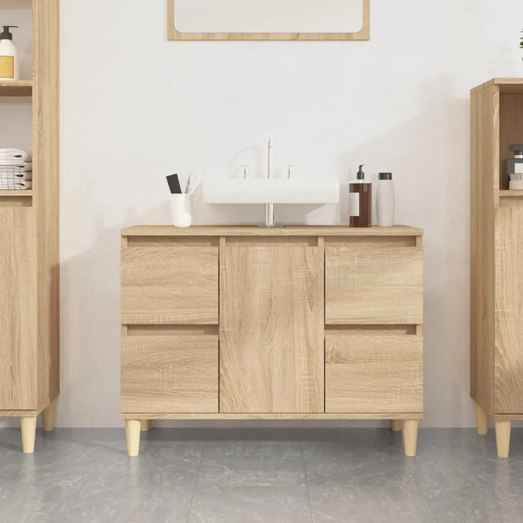 821271 vidaXL Dulap de chiuvetă, stejar sonoma, 80x33x60 cm, lemn prelucrat