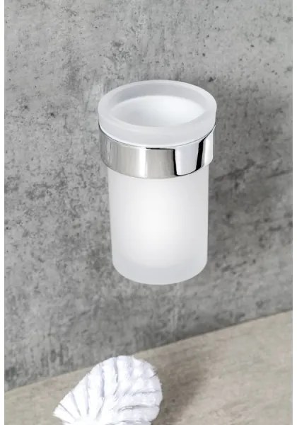 Perie de perete pentru toaletă Gedy PIRENEI crom lucios/sticlă satinată