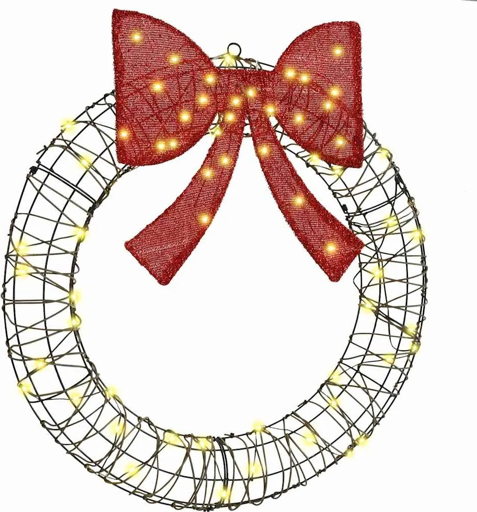 vidaXL Coroană cu 60 LED Alb cald 75 x 75 x 8 cm Ratan