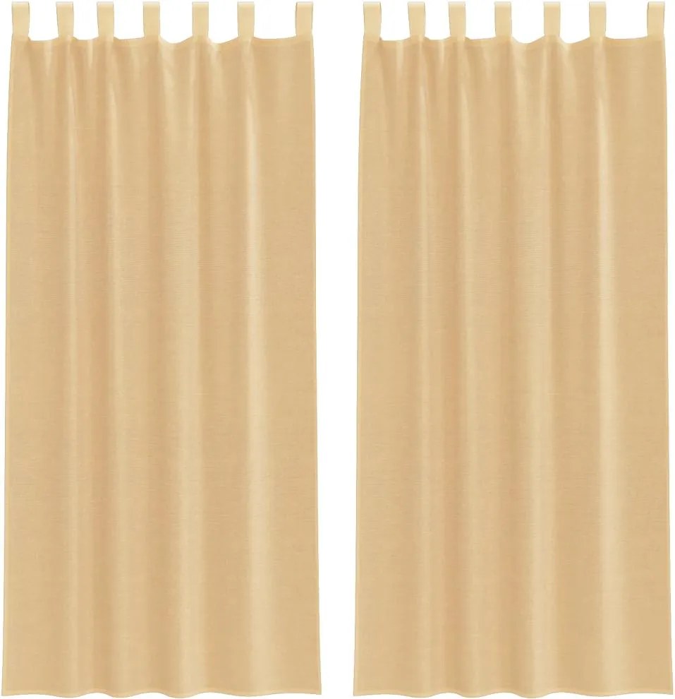 vidaXL Perdele Voile cu Bucle 2 buc Nisip 140x245 cm