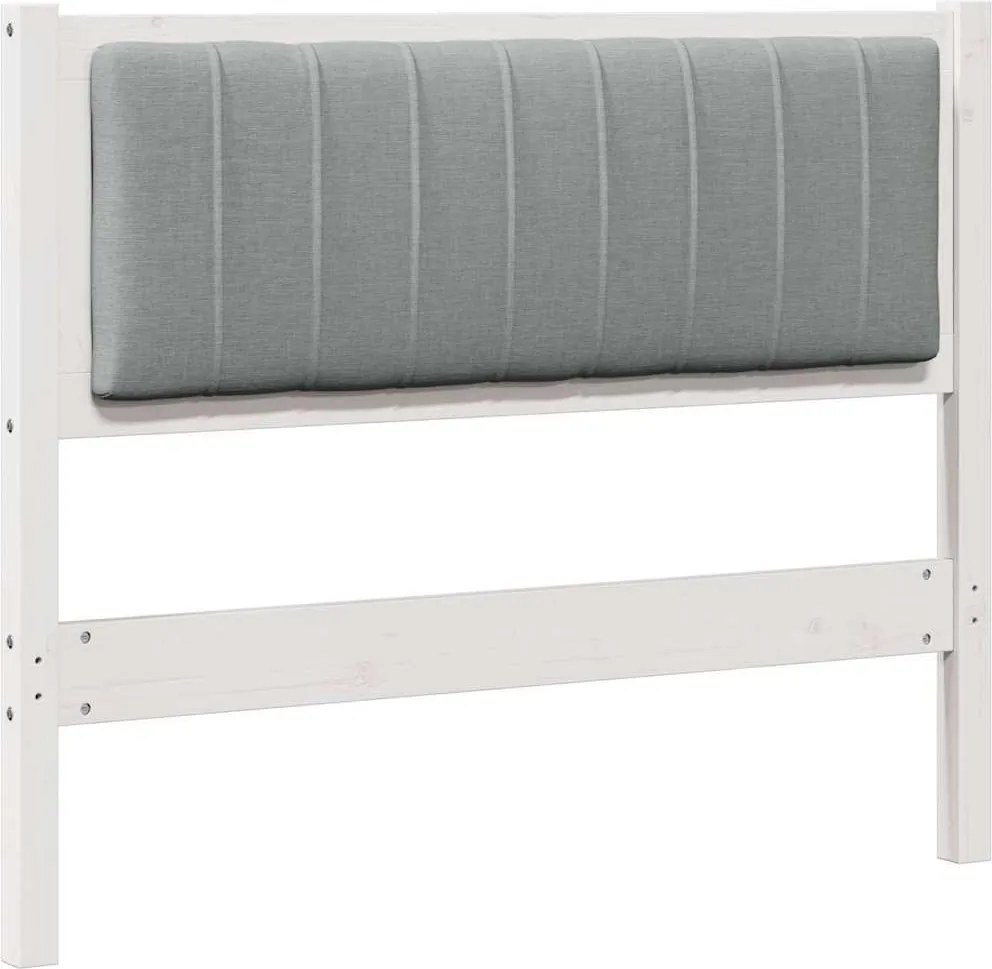 vidaXL Tăblie tapițată cu headboard Alb 100 cm Lemn de pin masiv