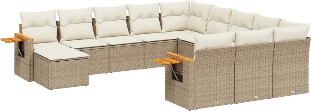 vidaXL Set canapele de grădină cu perne, 11 piese, bej, poliratan