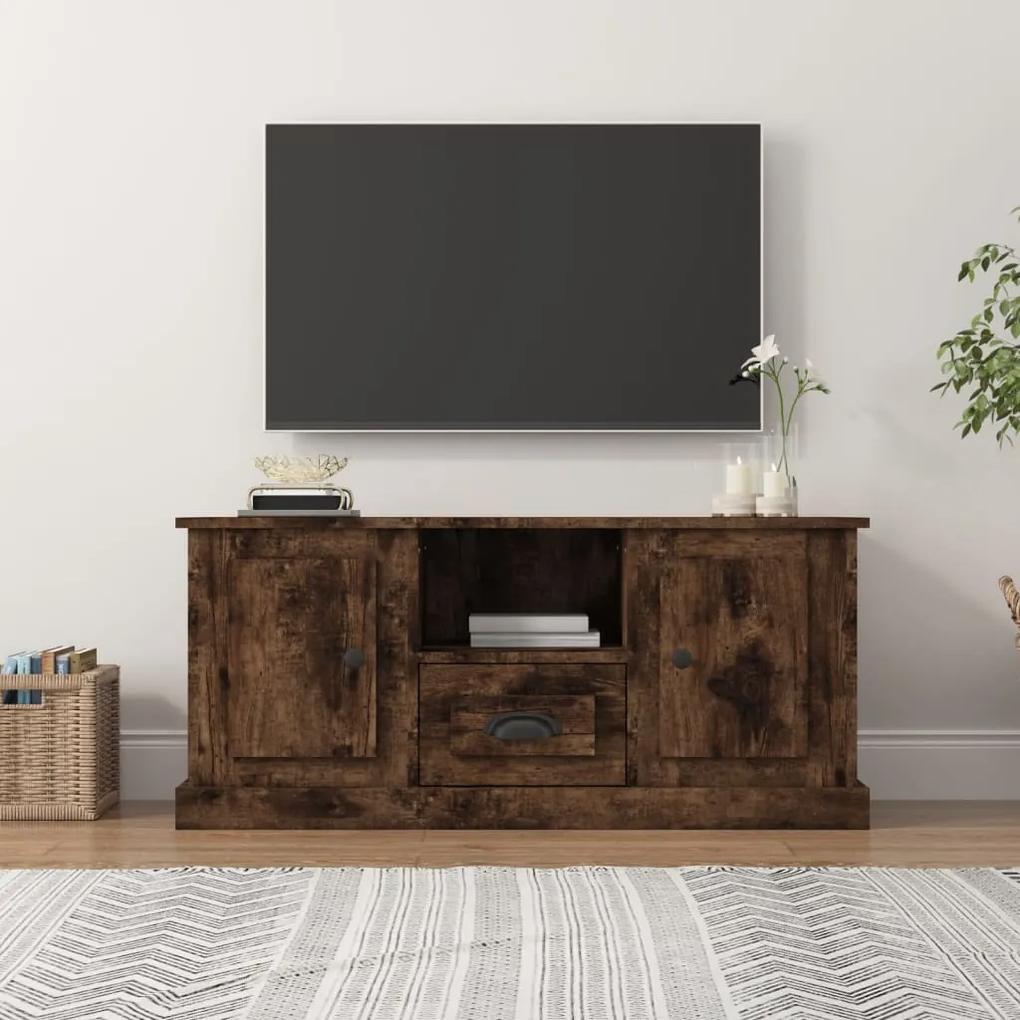 Comoda TV, stejar fumuriu, 100x35,5x45 cm, lemn prelucrat