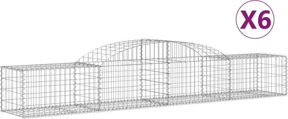 vidaXL Coșuri gabion arcuite, 6 buc., 300x50x40/60 cm, fier galvanizat