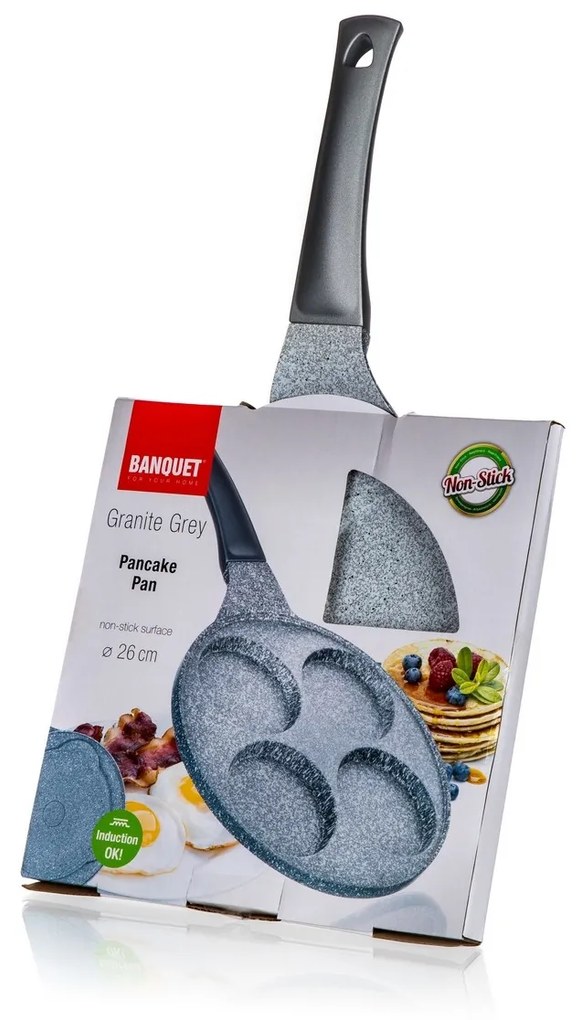 Tigaie cu 4 ochiuri Banquet suprafața antiderentă,   Granite Grey, diam. 26 cm,