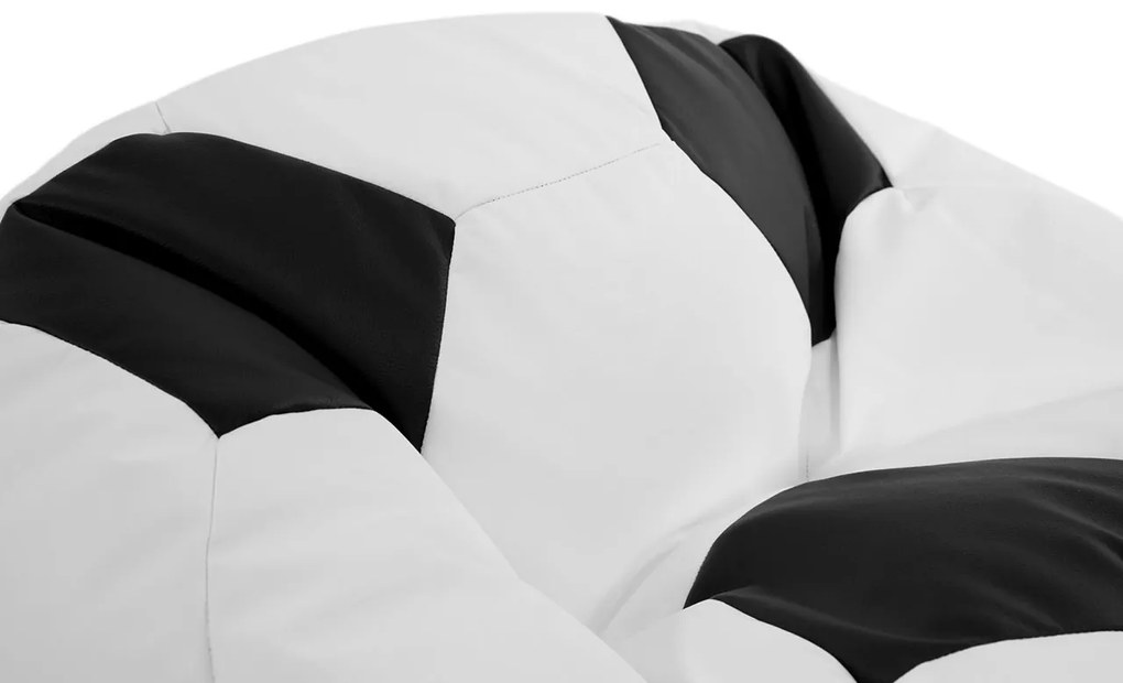 Fotoliu puf Hannela 500L (Alb piele ecologică + Negru piele ecologică). 1053995