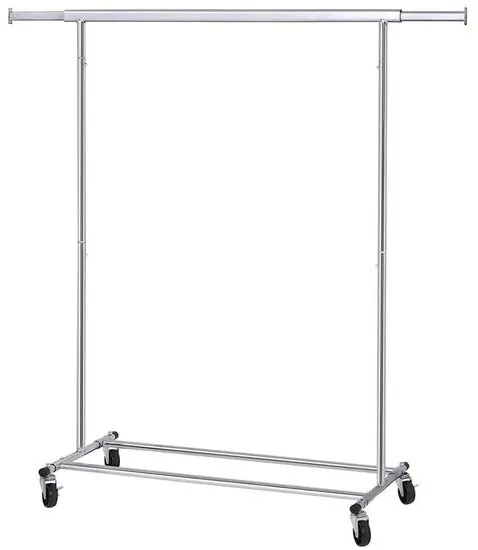 Suport mobil cu roti pentru haine, Songmics, reglabil, metal, argintiu, max 90 kg, 92x45.4x160 cm