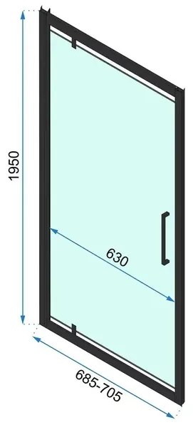 Cabina de dus dreptunghiulara cu usa pivotanta Rea Rapid Swing 70x100 negru