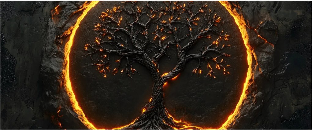 Tablou – Arborele vieții în lavă II. (120x50 cm)