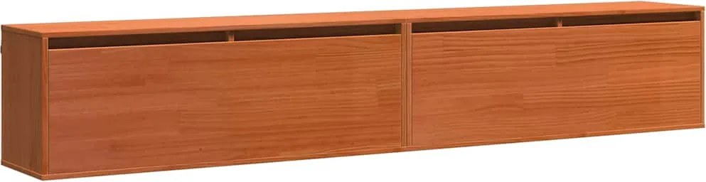 vidaXL Dulap de perete cu raft cu ușă Maroniu cerat Lemn de pin masiv