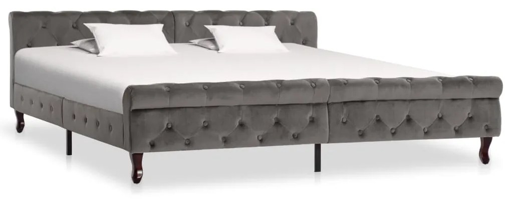 vidaXL Cadru de pat, gri, 200 x 200 cm, catifea