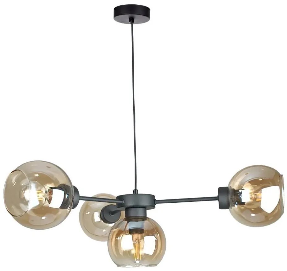 Lustră pe cablu KALIOPE 4xE27/60W/230V negru/bej fumuriu