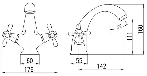 RAV Slezák MK128.0SM - Baterie pentru lavoar MORAVA RETRO, 16 cm, alamă antichizată