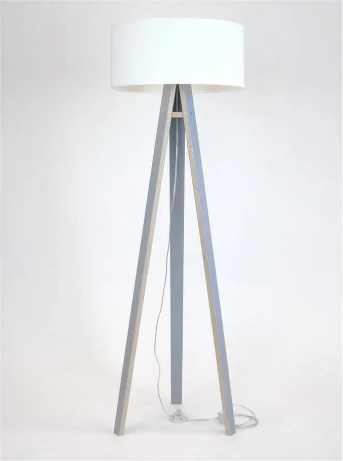 Lampadar cu abajur alb și cablu transparent Ragaba Wanda, gri