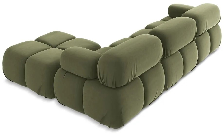 Colțar modular verde deschis cu tapițerie din catifea Lokua – Makamii