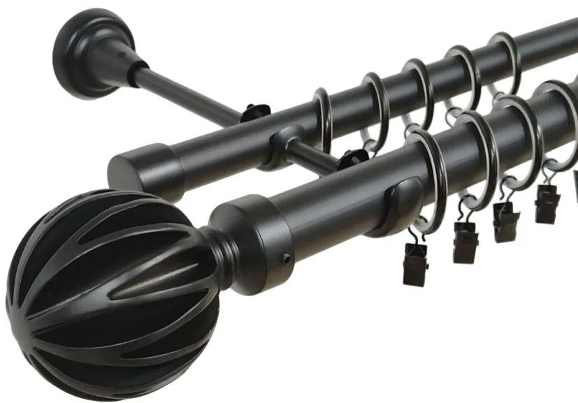 Galerie dubla salerno negru 25/19mm (Alege marime: 120 cm)