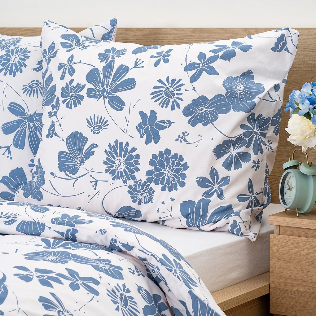 Lenjerie de pat din bumbac 4Home Blue Meadow, 140 x 220 cm, 70 x 90 cm