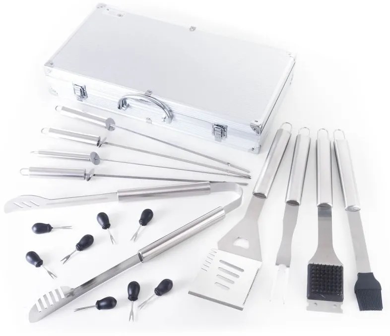 Set de unelte pentru grătar G21, 17 buc, carcasă aluminiu