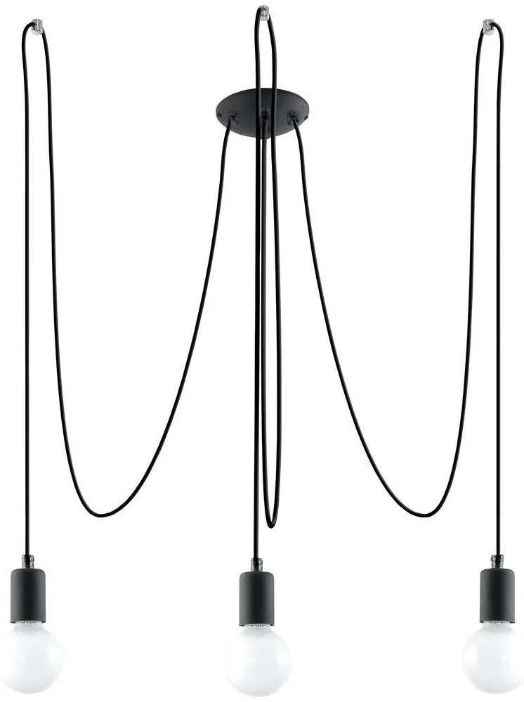 Lustră pe cablu EDISON 3 3xE27/60W/230V negru