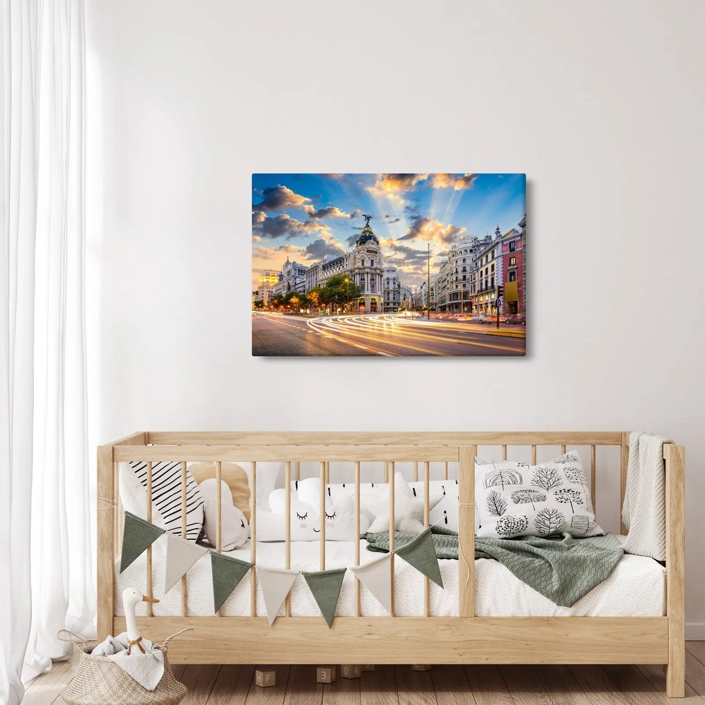 Tablou - Calle Gran Vía, Madrid, Spania (90x60 cm)