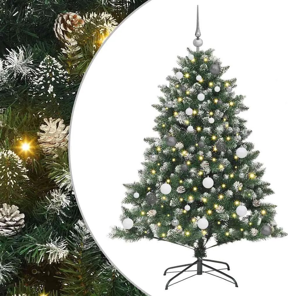 vidaXL Brad de Crăciun artificial Verde 150 cm PVC și Plastic și Oțel