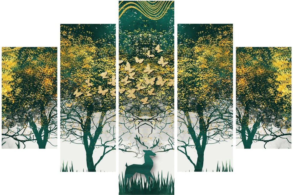 Tablou - Căprioare în pădurea verde (150x105 cm)