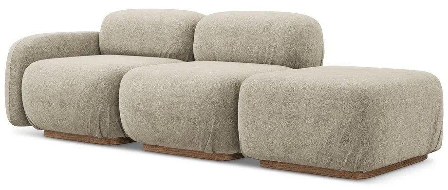 Șezlong modular bej cu tapițerie din țesătură bouclé (cu colț pe partea dreaptă) Ailani – Makamii