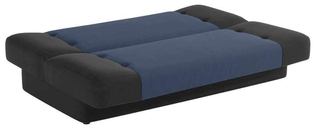Canapea extensibila Culoare albastru-negru din catifea raiata, RUBY + 2 perne gratuite