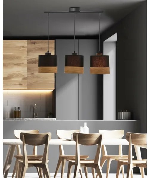 Lustră pe cablu PORTO 3xE27/60W/230V negru/maro