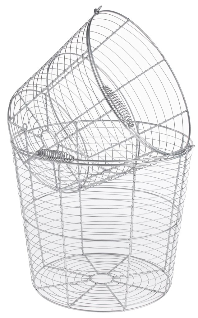 Set de 2 coşuri rotunde, metal argintiu, RUSLO