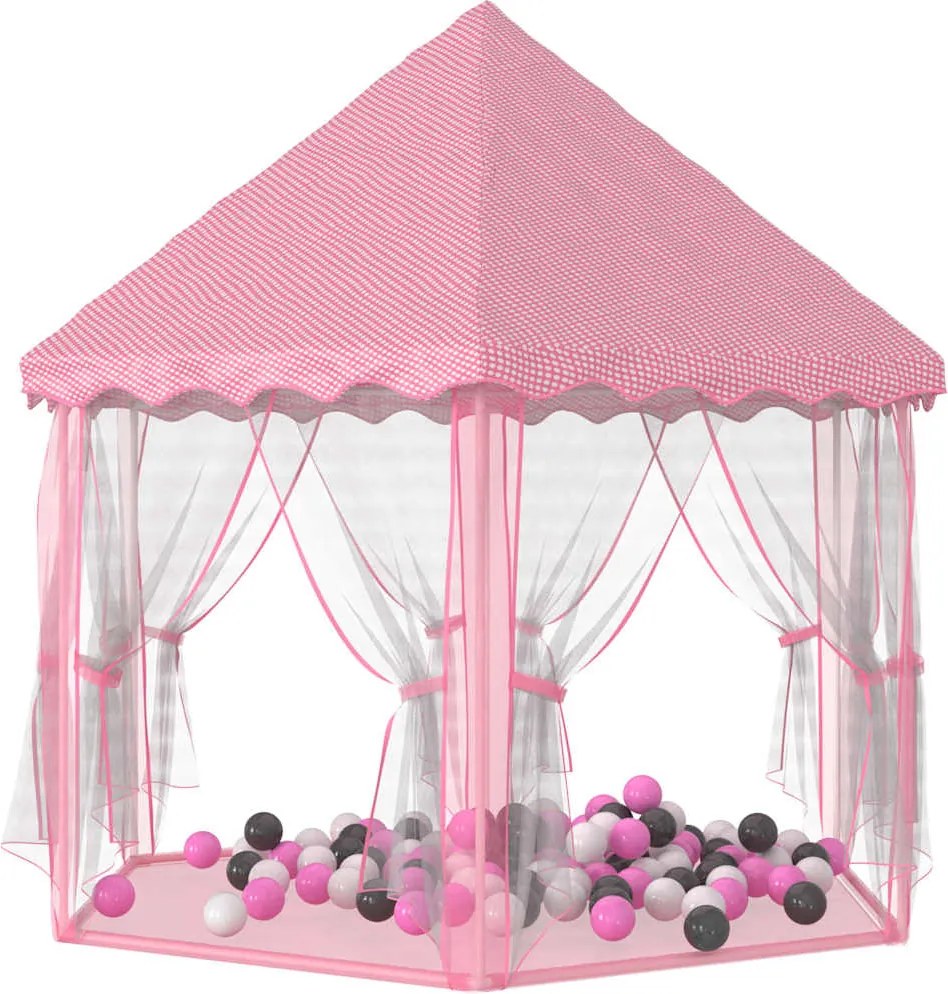 vidaXL Cort de joacă Princess cu 250 de bile, roz, 133x140 cm