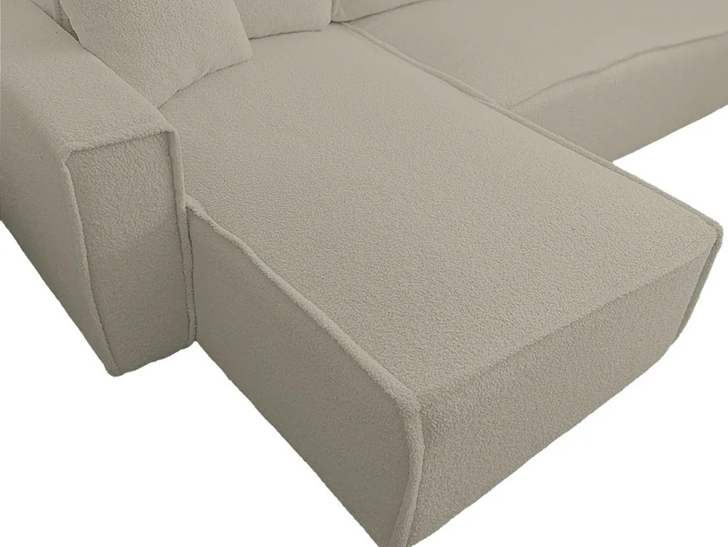 Canapea extensibila de colt SMART BOUCLE, gri-bej, reversibila, 232x143 cm
