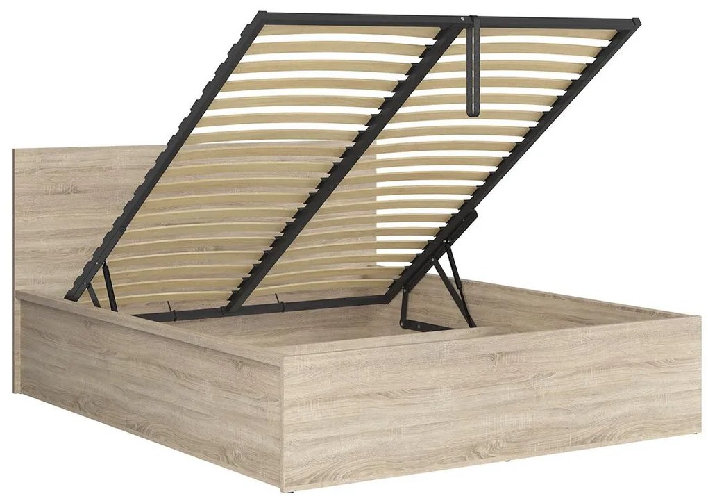 Pat matrimonial 160 cm Tetrix 11 (stejar sonoma) (cu somieră) (cu sp. depozitare). Promo -35%. 1098492