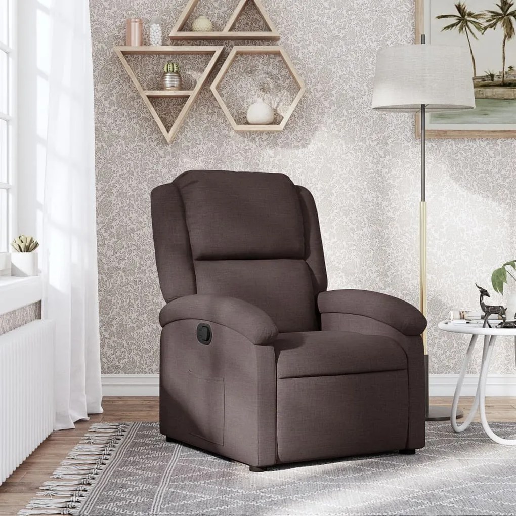 vidaXL Fotoliu rabatabil, maro închis, material textil