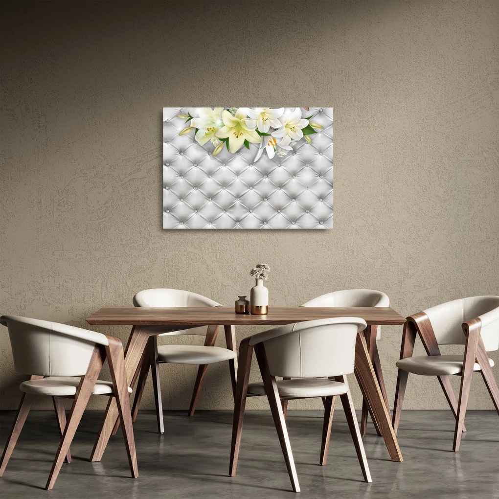 Tablou pe sticlă cu flori de crin (70x50 cm)