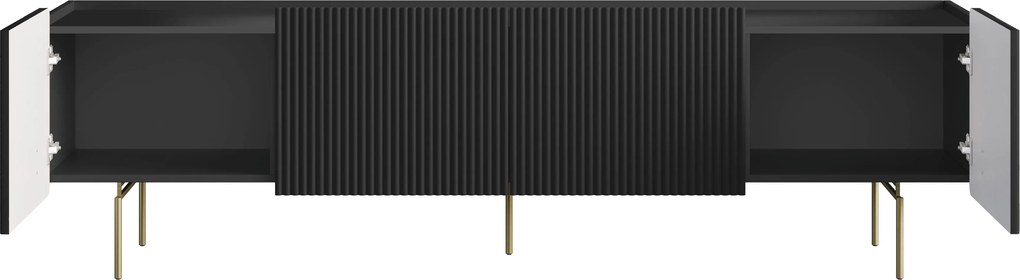 Dulap TV Malmi 200 cm - negru mat / picioare aurii