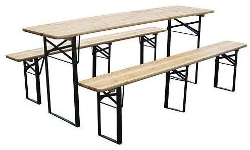 Set mobilier gradina/terasa, pliabil, 1 masa, 2 banci, 175 cm, Dortmund