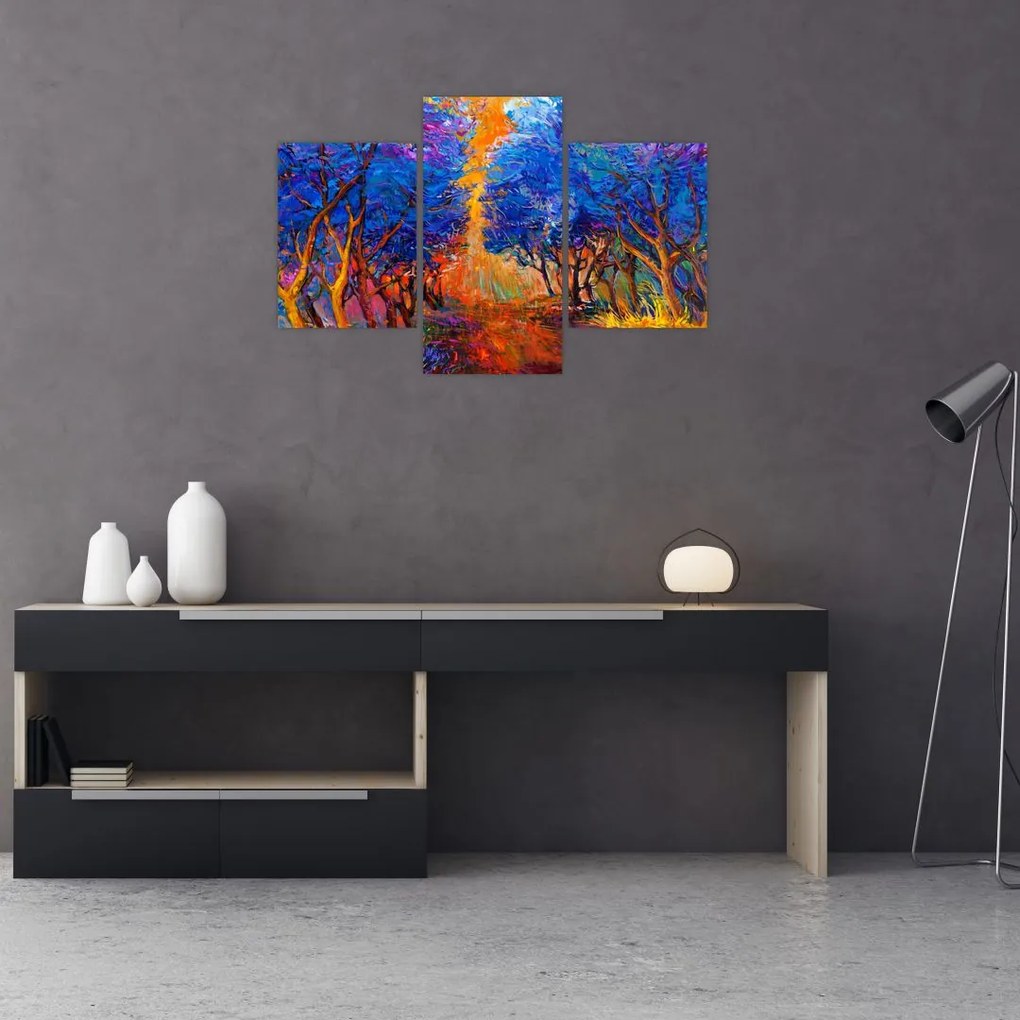 Tablou - Coroane de copac de toamnă, impresionism modern (90x60 cm)