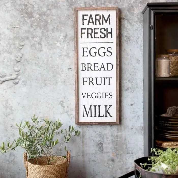 Semn decorativ de perete din lemn si metal "Farm Fresh", H81.5 cm