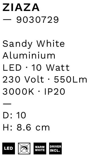 Spot aplicat, Plafoniera LED Ziaza alb, 10cm