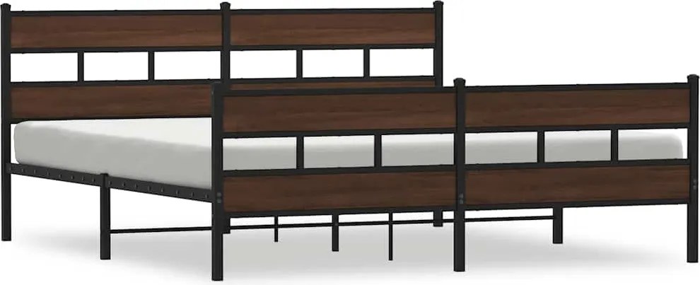 vidaXL Cadru de pat metalic fără saltea, stejar maro, 183x213 cm