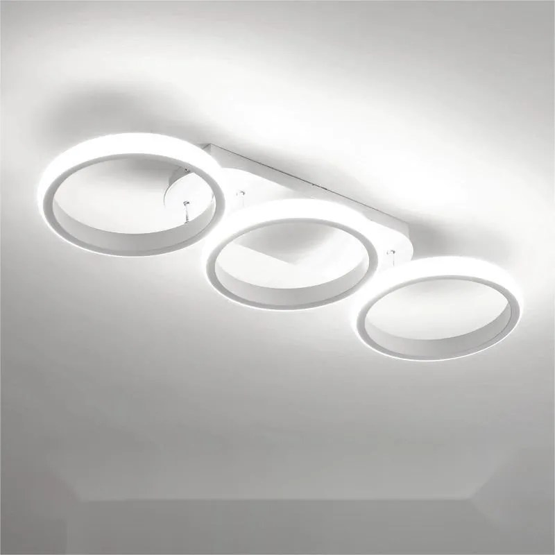 Lustra LED Plafoniera, B130-3BK, 3 Tipuri De Lumina, 54W, Alb Rotunda