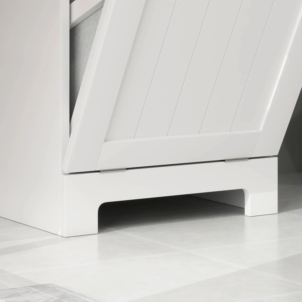 HOMCOM Dulap de baie cu coș rabatabil pentru rufe murdare Mobilier pentru rufe murdare cu sacoșă textilă pliabilă și sertar Alb 40x38x90 cm | Aosom Romania