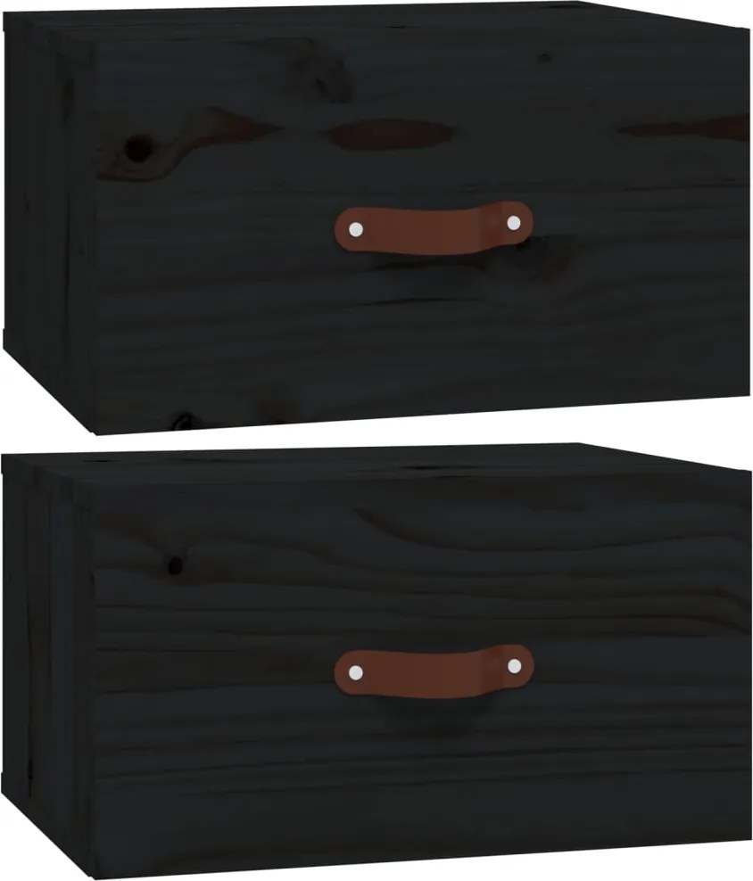 vidaXL Noptiere de perete, 2 buc., negru, 40x29,5x22 cm