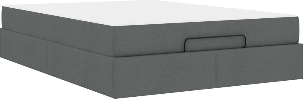 vidaXL Cadru de pat cu saltea cu saltea 2 pcs Gri Scurt țesătură