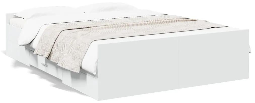 3280300 vidaXL Cadru de pat cu sertare, alb, 120x200 cm, lemn prelucrat
