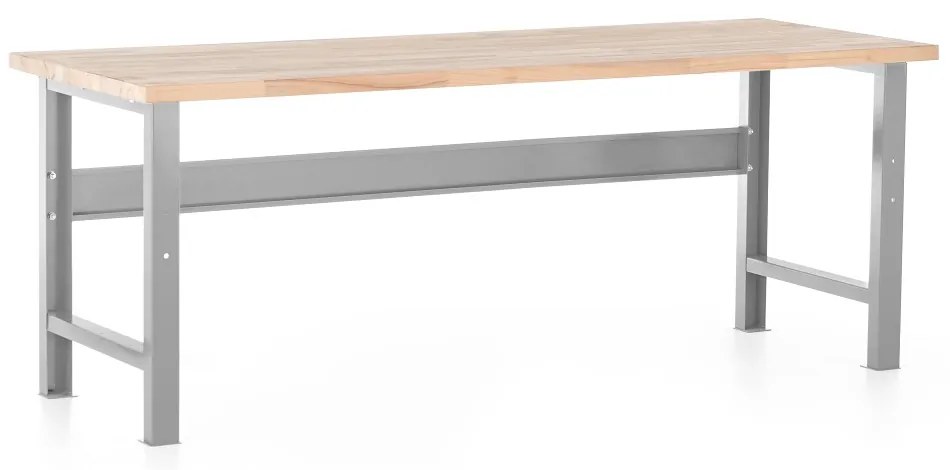 Masa de atelier cu placa frontala 200 x 80 cm, gri - ral 7038