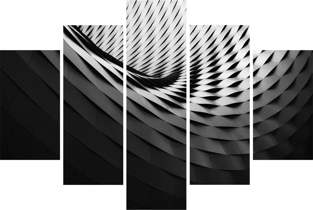 Tablou abstract - spirală alb neagră (150x105 cm)