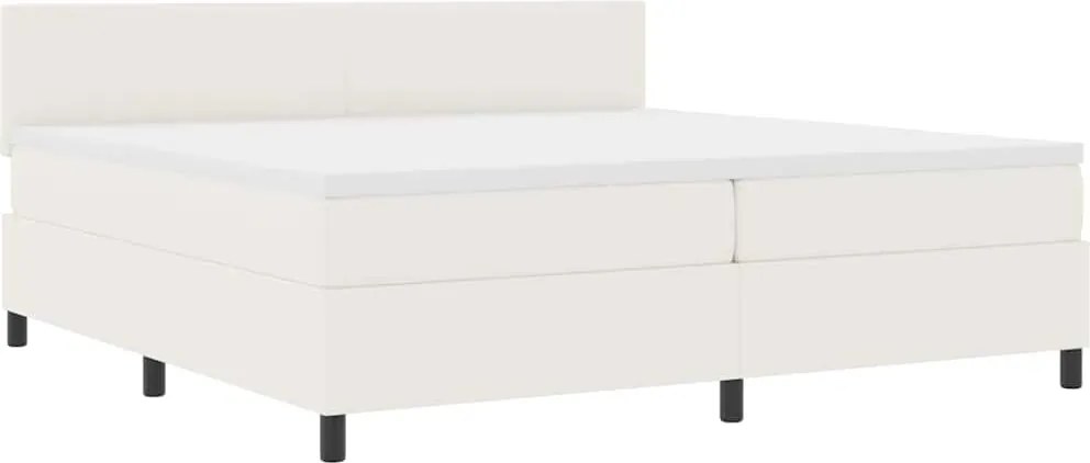 vidaXL Pat cu arcuri Crema și Alb 200 x 200 cm Țesătură din corduroy